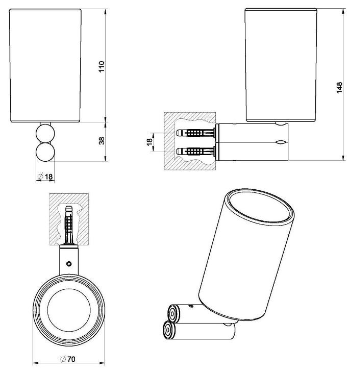 Стакан подвесной Gessi Trasparenze 37307.031