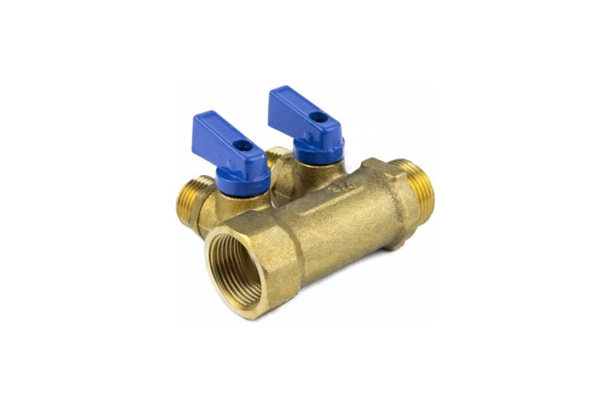 Коллектор Aquasfera латунь, шаровой кран, синий, 3/4", 3 выхода, 1/2", 35 мм 9025-02 027-8991