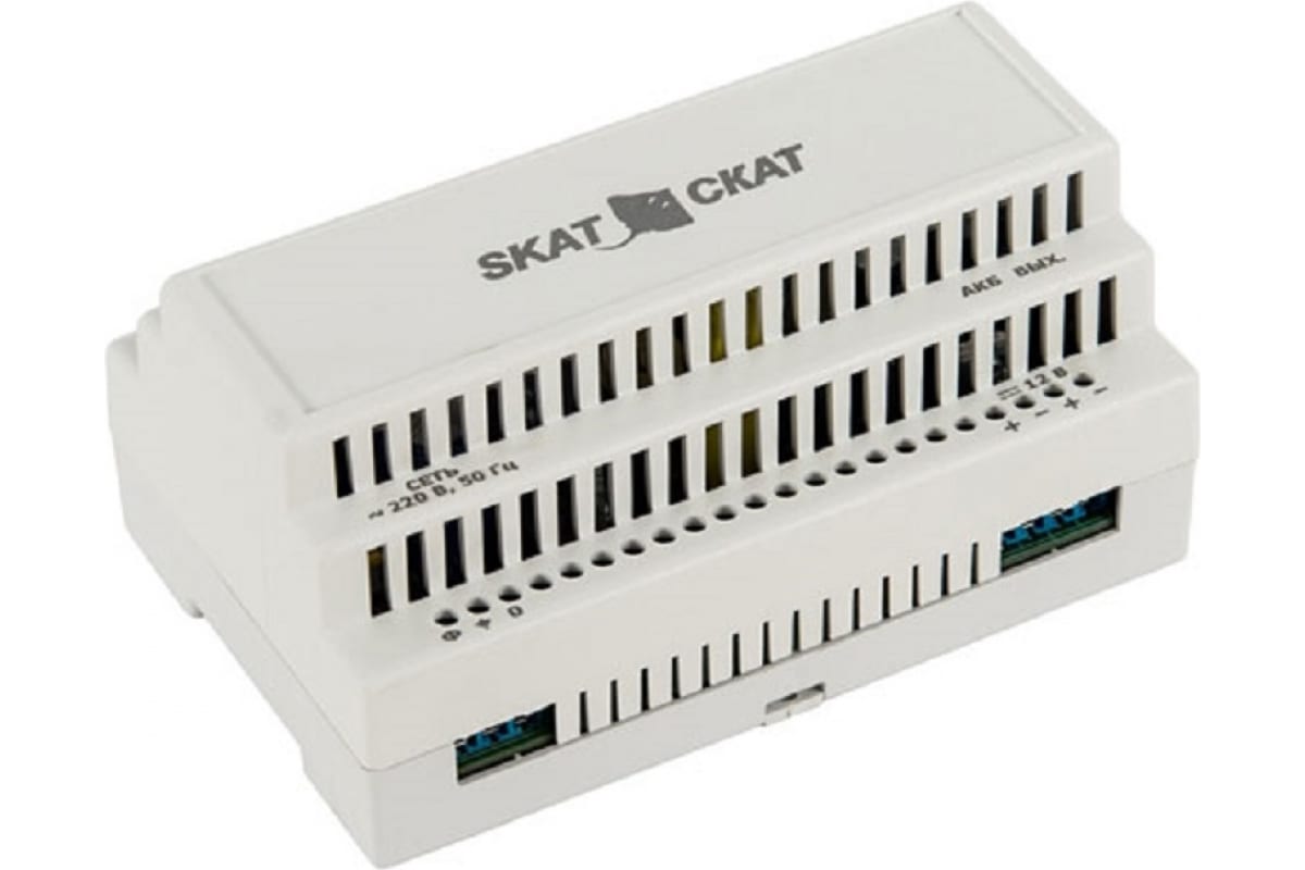 Источник питания Skat -12-6.0 DIN 12В 6А пластиковый корпус под DIN рейку 35 мм 586