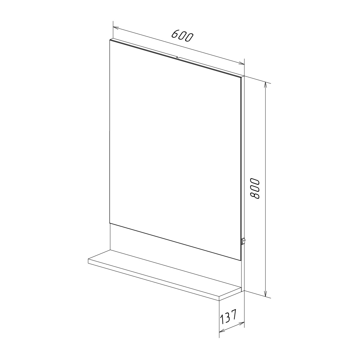 Зеркало Lemark Romance 60x80 см LM07R60Z с полкой, белый глянец