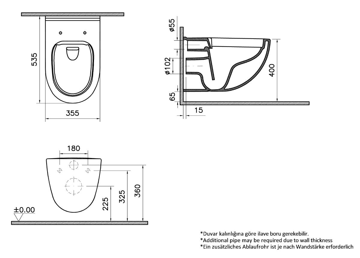 Подвесной унитаз VitrA S40 7759B003-0075 безободковый