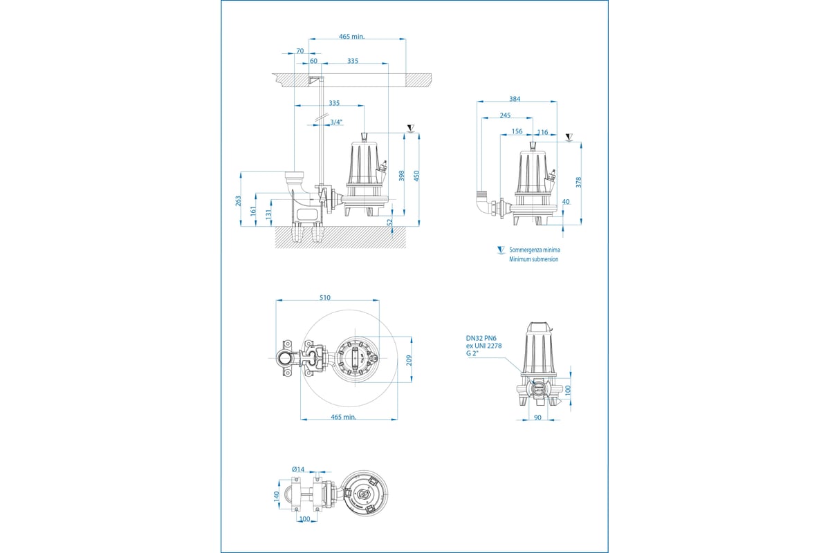 Погружной насос с режущим механизмом Dreno Pompe GX 50-2/150 T 2000049
