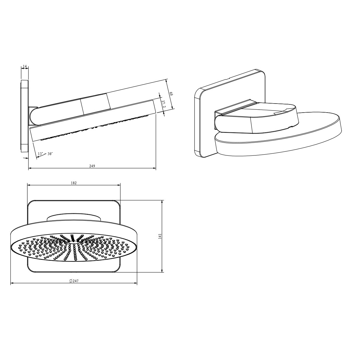 Верхний душ Vincea Inspire VSHD-3I1CMB черный