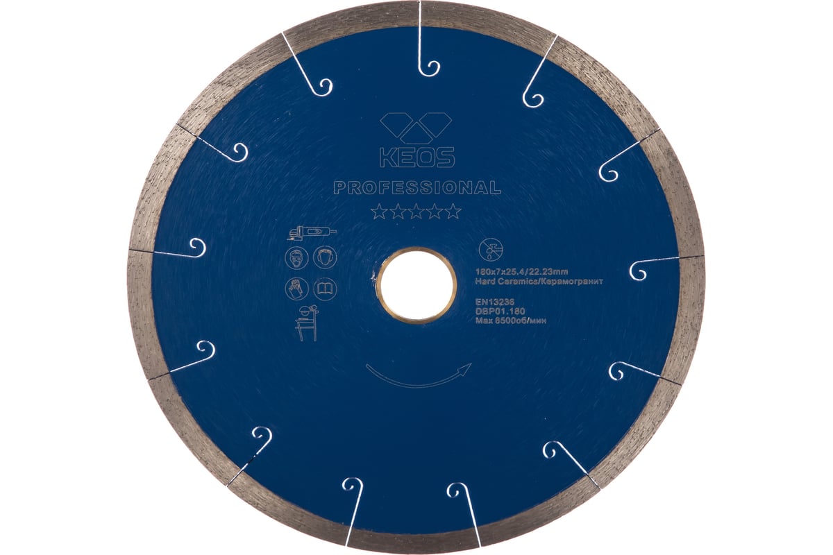 Диск алмазный Professional по керамограниту (180х25.4/22.2) для плиткорезов KEOS DBP01.180