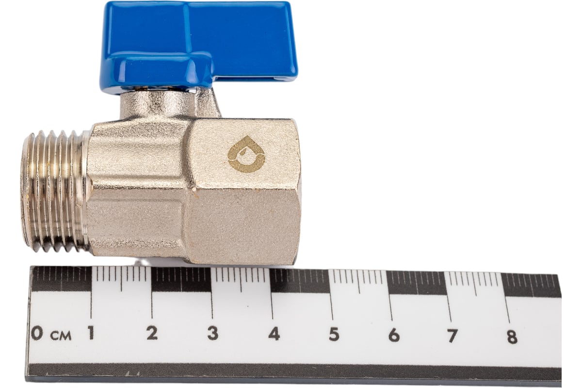 Шаровой кран AV Engineering Mini 1/2" с внутренней-наружной резьбой, синяя ручка AVE13712B