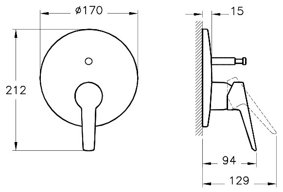 Смеситель для душа Vitra Solid S A42446EXP внешняя часть