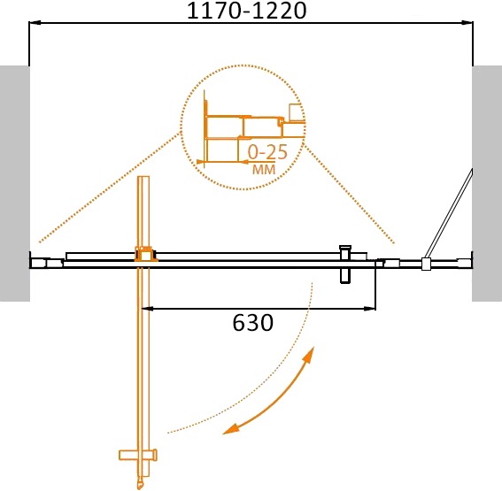 Душевая дверь Cezares MOLVENO-BA-11-90+30-C-Cr-IV 120x195 прозрачная