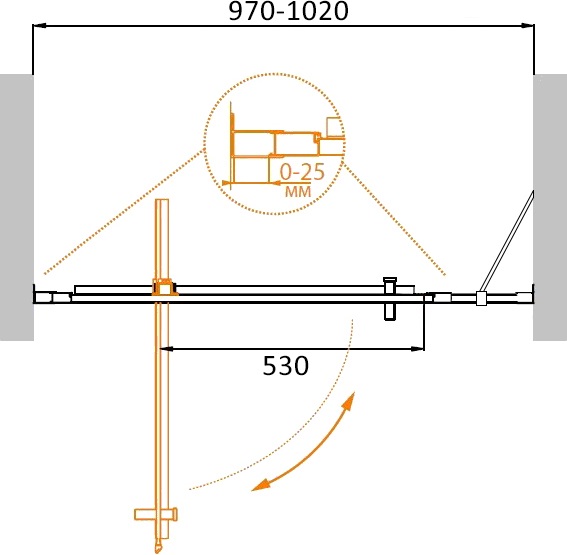 Душевая дверь Cezares MOLVENO-BA-11-80+20-C-Cr-IV 100x195 прозрачная