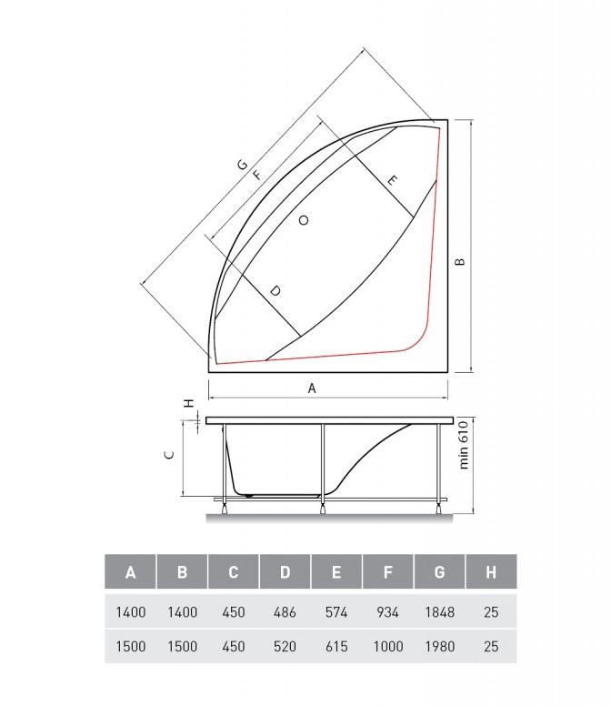 Акриловая ванна Vayer Boomerang 140x140