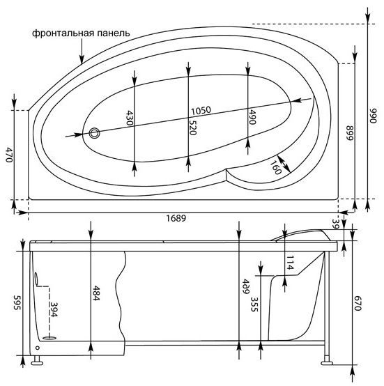 Акриловая ванна Aquanet Jersey 170x100 L