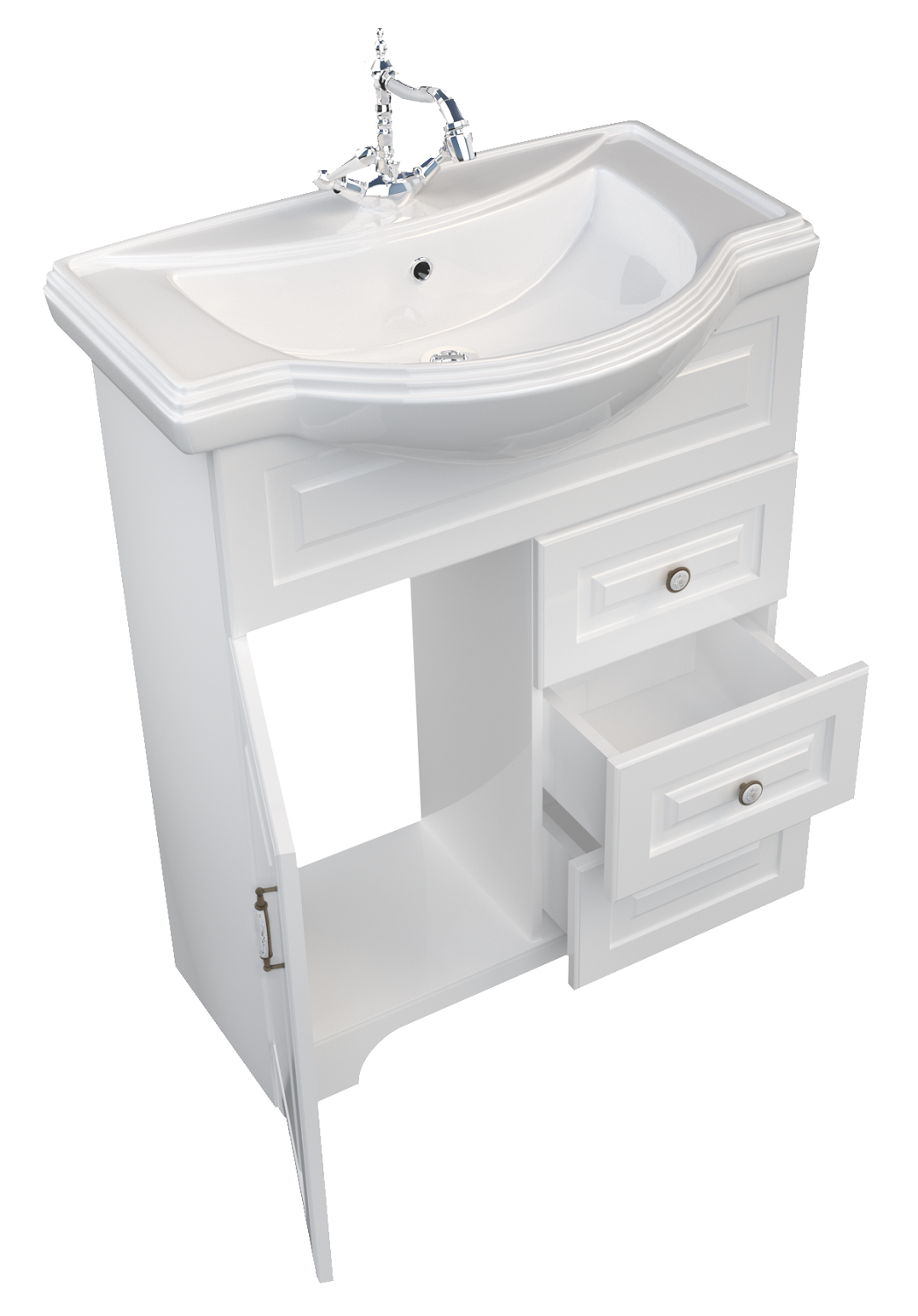 Мебель для ванной 1MarKa Прованс 65Н, белый глянец