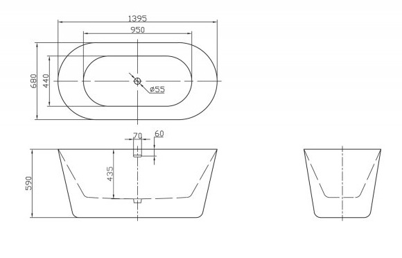 Акриловая ванна BelBagno BB306-1395 139.5x68 белый