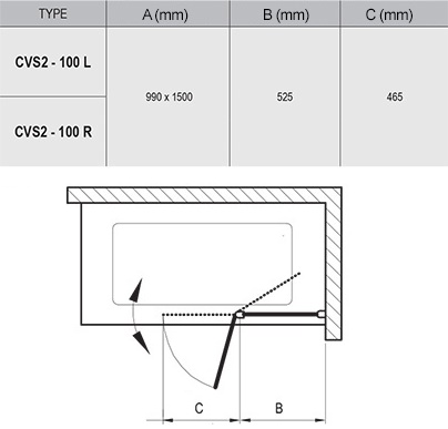 Шторка для ванны Ravak Chrome CVS2-100 R