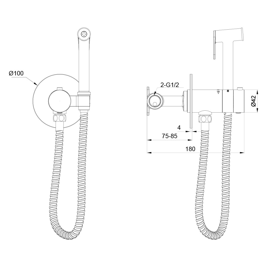 Смеситель Oliveeka Y-Line OL-829909-CR с гигиеническим душем, термостат, хром
