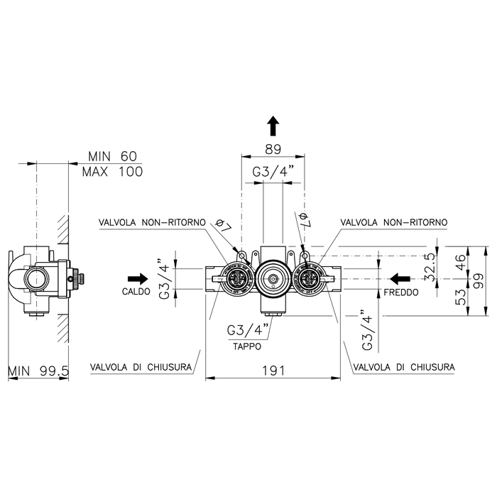 Скрытая часть смесителя Nicolazzi 4913 термостат