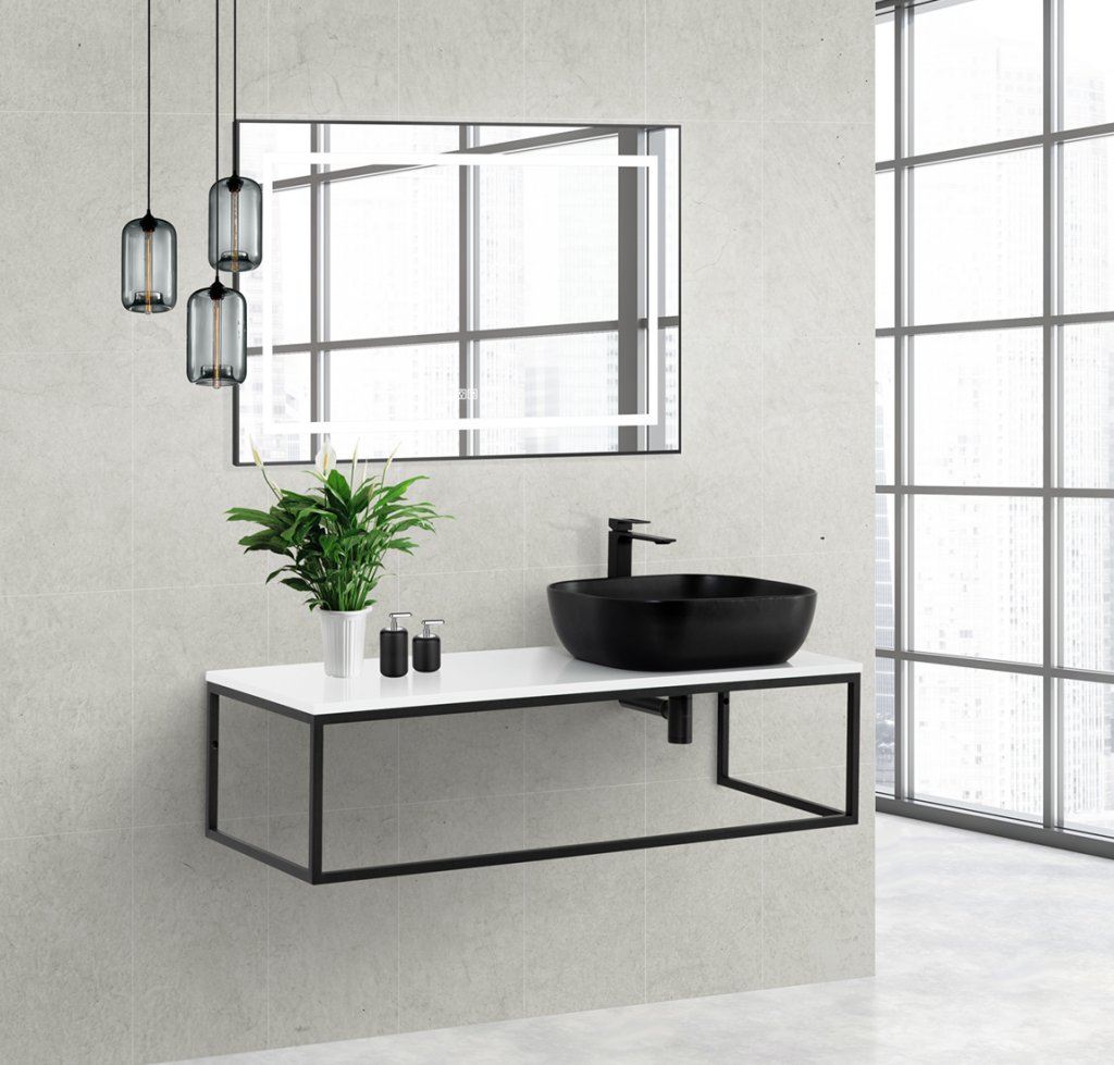 Консоль с раковиной BelBagno 120 см, черный матовый