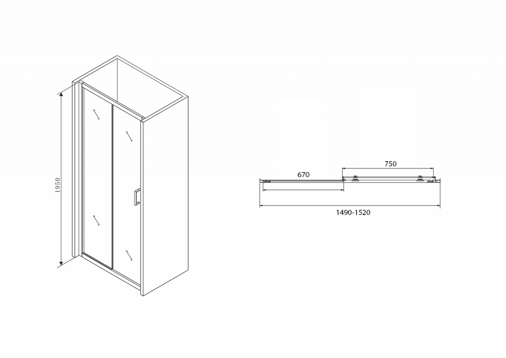 Душевая дверь Abber Schwarzer Diamant 150x195, черный AG30150B