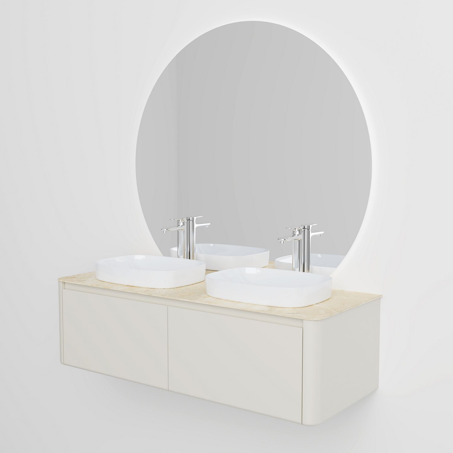 Мебель для ванной Black&White Universe U916.1600-2 Double 160 см, бежевый, две раковины Мебель для ванной Black&White Universe U916.1600-2 Double 160 см, бежевый, две раковины