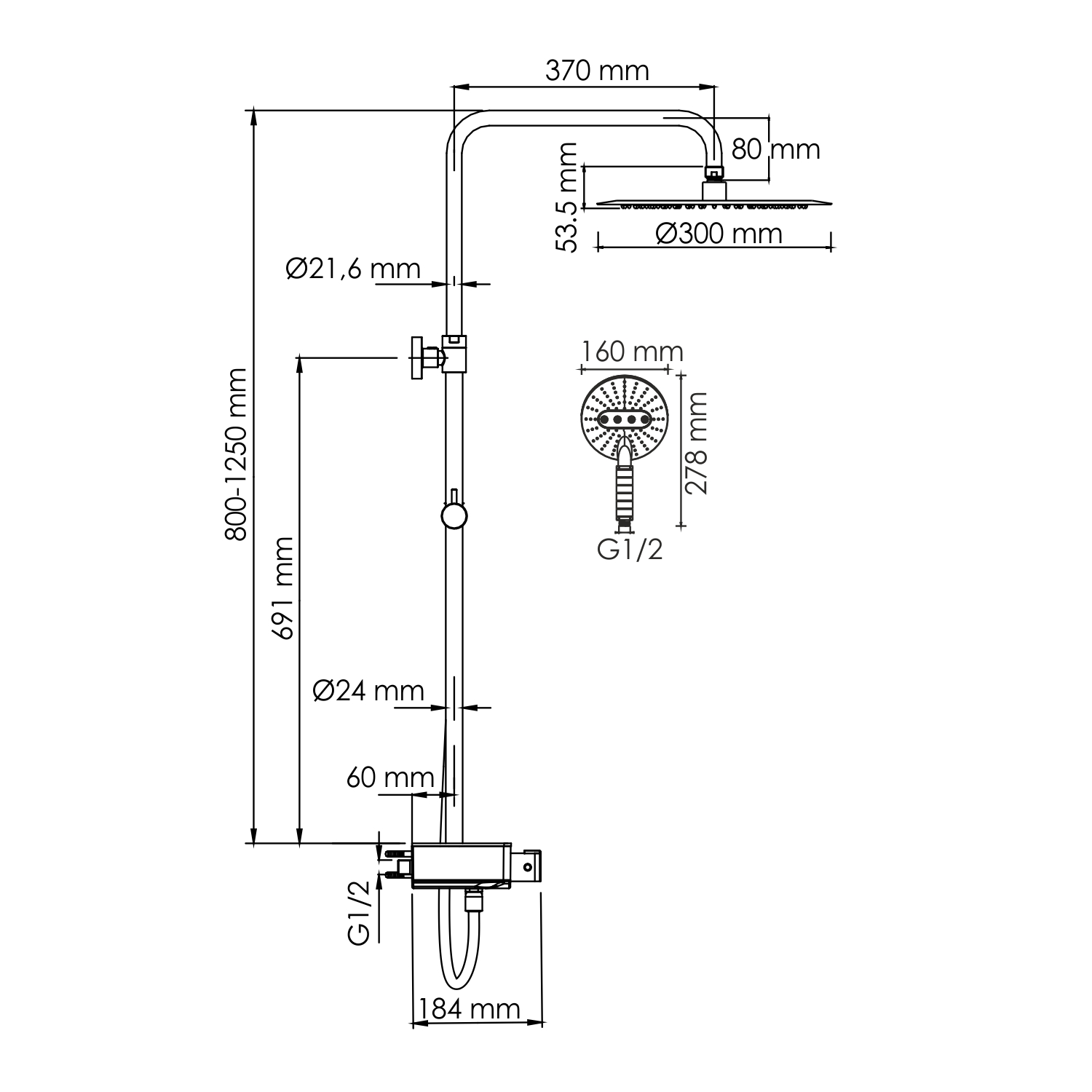 Душевая стойка WasserKRAFT A113.116.059.CH Thermo с термостатом, хром