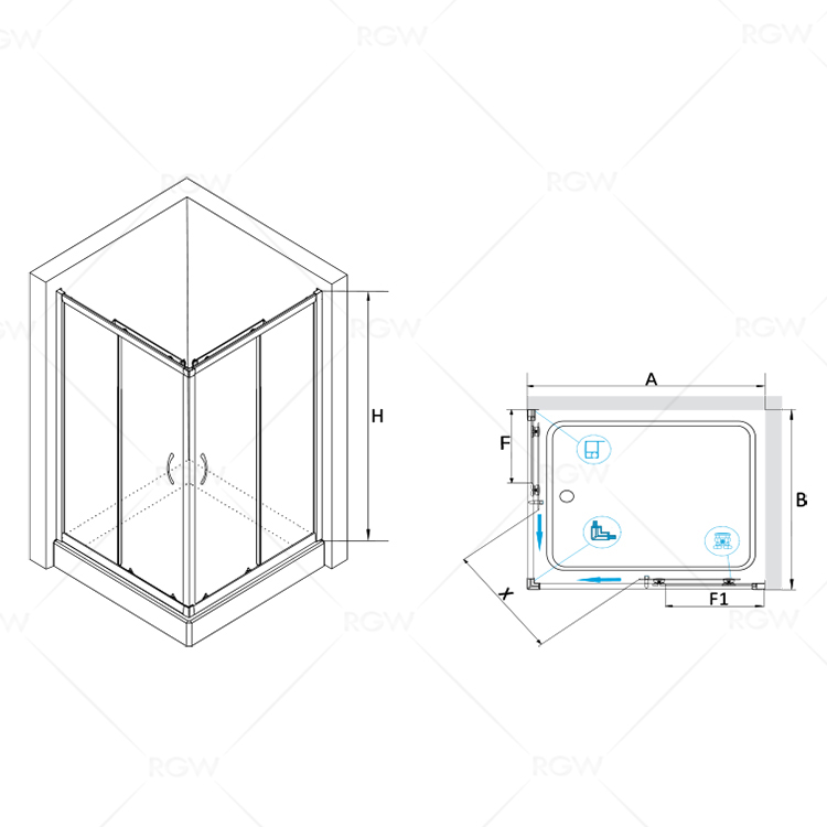 Душевой уголок RGW Passage PA-146B 120x90 прозрачное, черный 020814692-14