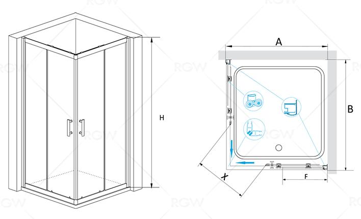 Душевой уголок RGW Passage PA-31B 80x80 прозрачное, черный 02083188-14