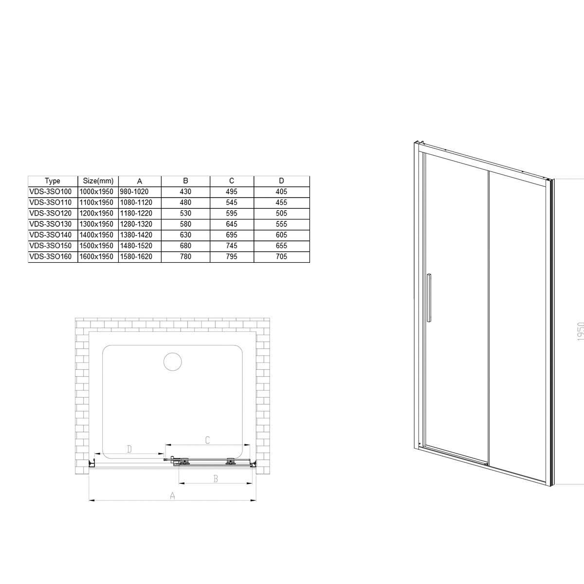 Душевая дверь Vincea Soft VDS-3SO120CLGM 120x195 вороненая сталь, прозрачная