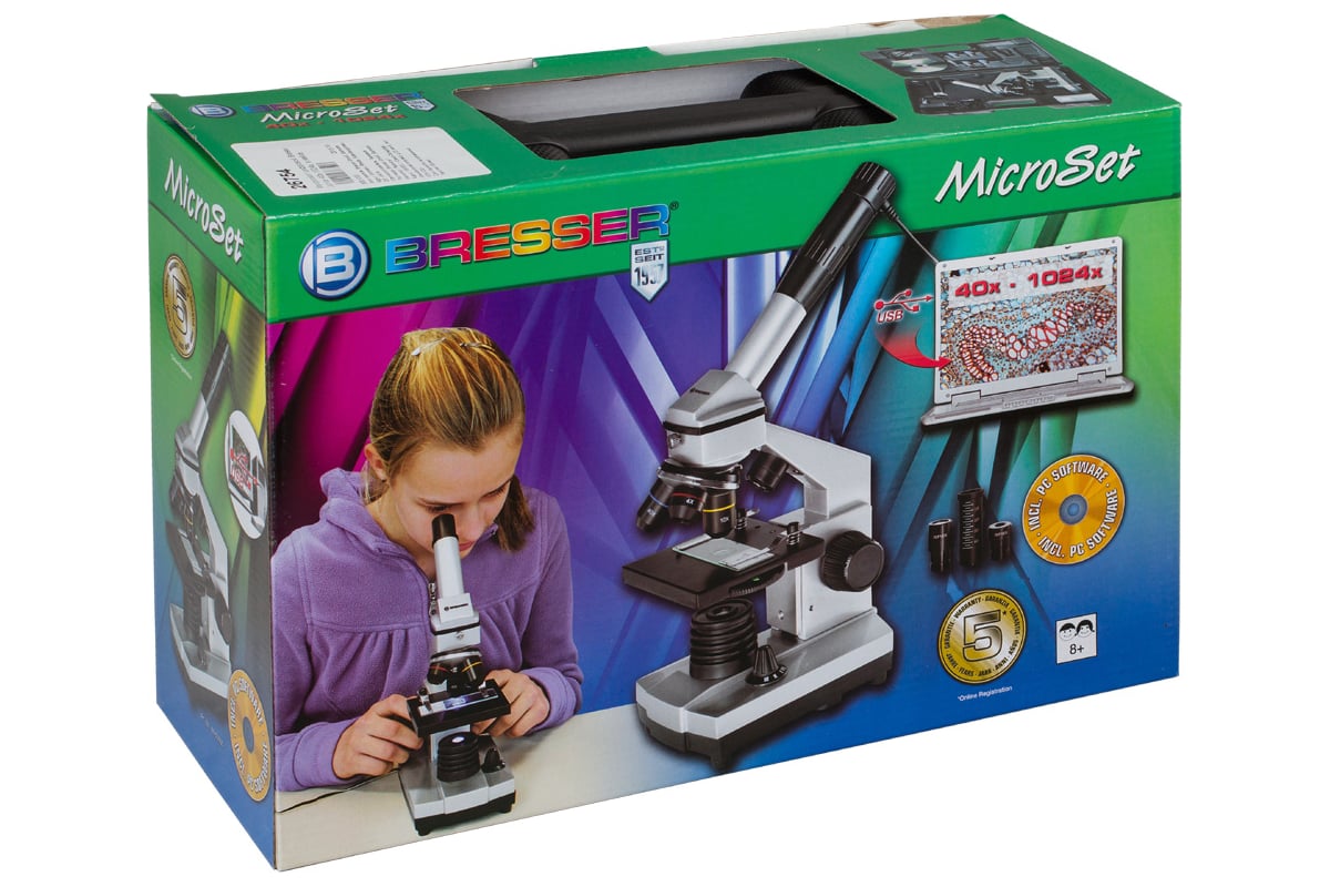 Цифровой микроскоп Bresser Junior 40x-1024x, в кейсе 26754