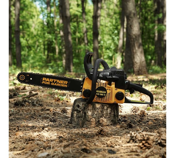 Бензопила Partner For Garden GS-180 / GS-180 P (бензиновая 1.5 л.с, мощность 2 кВт, объем двигателя 49,3 см3 , длина шины 16" - 40 см) ШК 5581