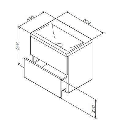 Тумба с раковиной Am.Pm Gem 60 см подвесная 2 ящика белый