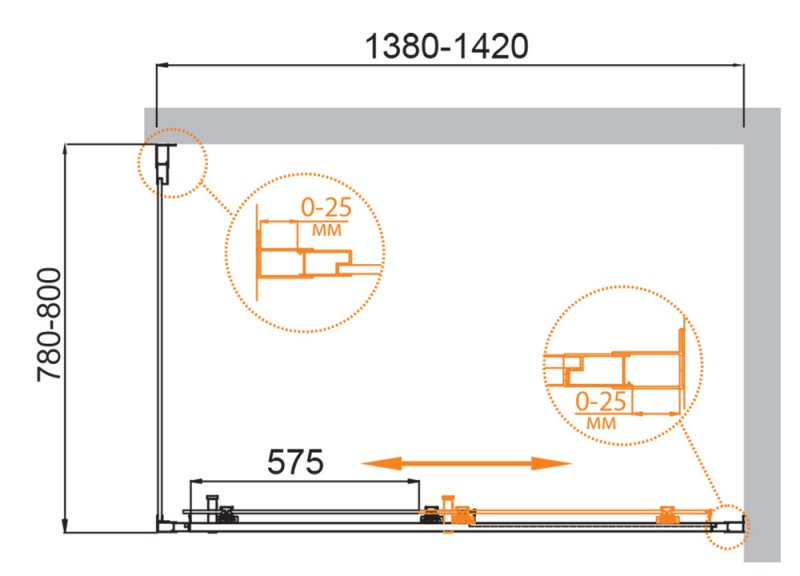 Душевой уголок Cezares MOLVENO-AH-11-140/80-C-Cr-IV 140x80 прозрачный