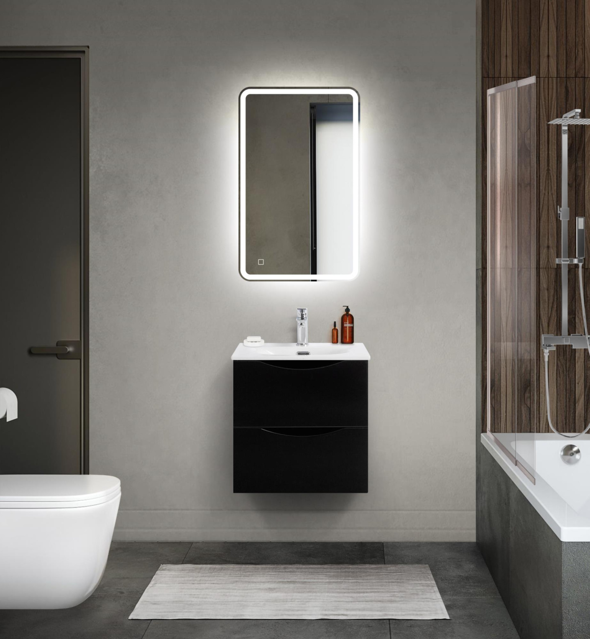 Мебель для ванной BelBagno Marino-Cer-Mini 50 см Nero Lucido