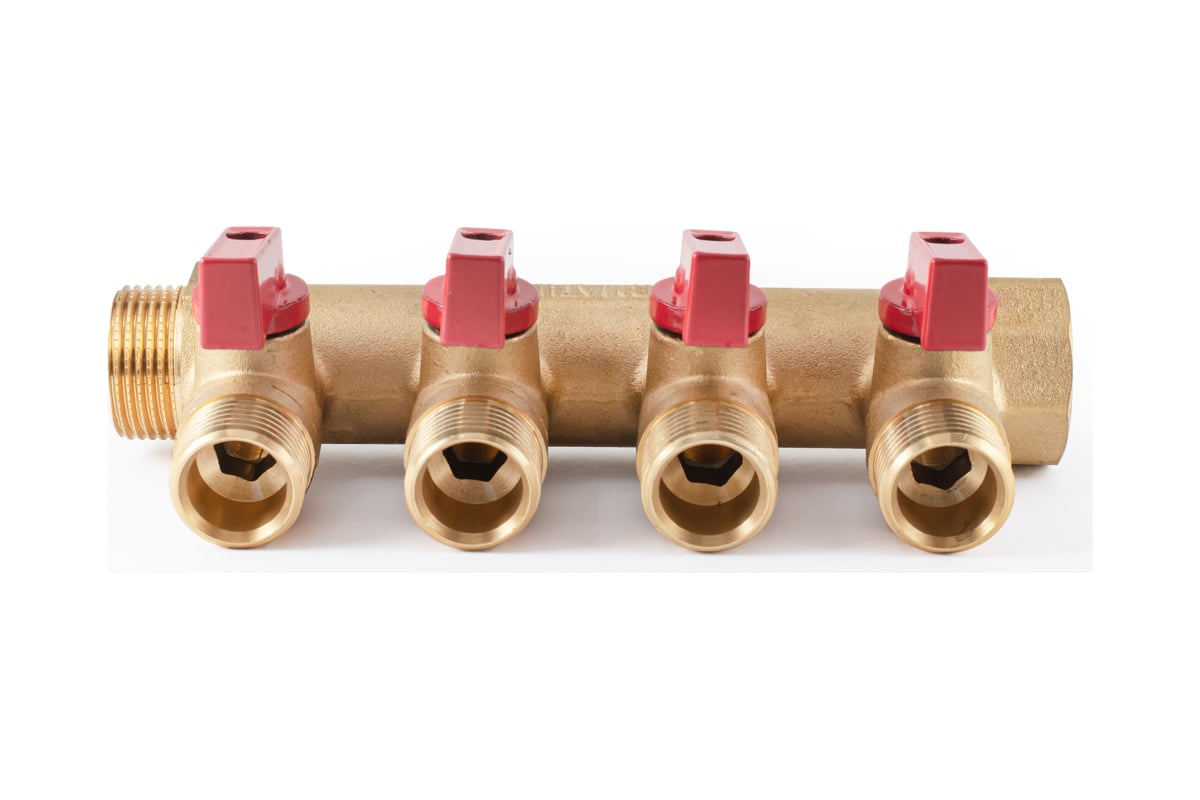 Коллектор с шаровыми кранами PROFACTOR в/н 3/4" х 4 вых 1/2"нар PF MV 264.4
