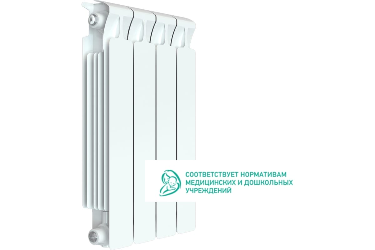 Биметаллический радиатор Rifar MONOLIT 500 4 секции, боковое подключение RQLAGK1B4T6L6H