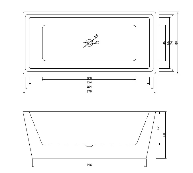 Акриловая ванна CeruttiSPA Albano  B-7104 170x80