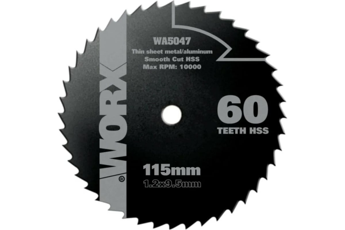 Пильный диск по алюминию (60T; 115х1.2х9.5 мм) Worx WA5047