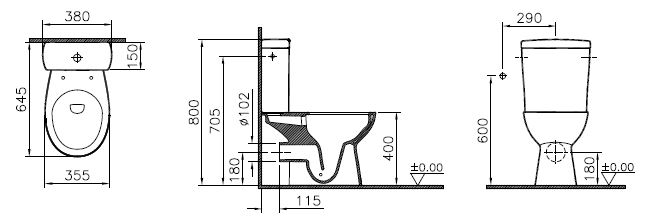 Унитаз VitrA S10 Open-Back 9822B003-7204 безободковый, с микролифтом