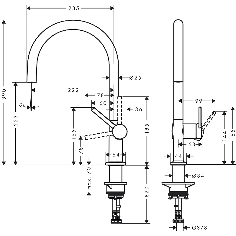 Смеситель для кухни Hansgrohe Talis M54 72804670 матовый черный