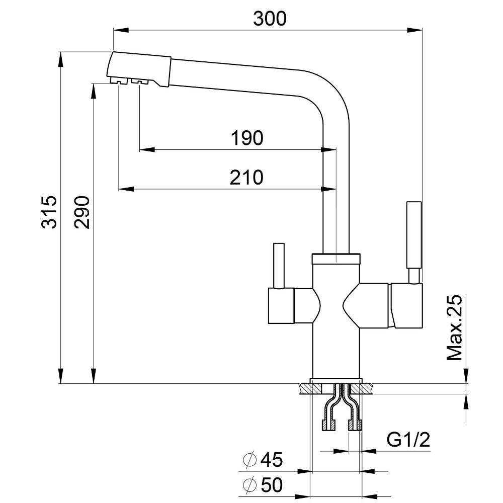 Смеситель для кухни Point PN3103AL серый