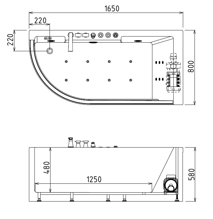 Акриловая ванна Gemy G9227 E 165x80 R