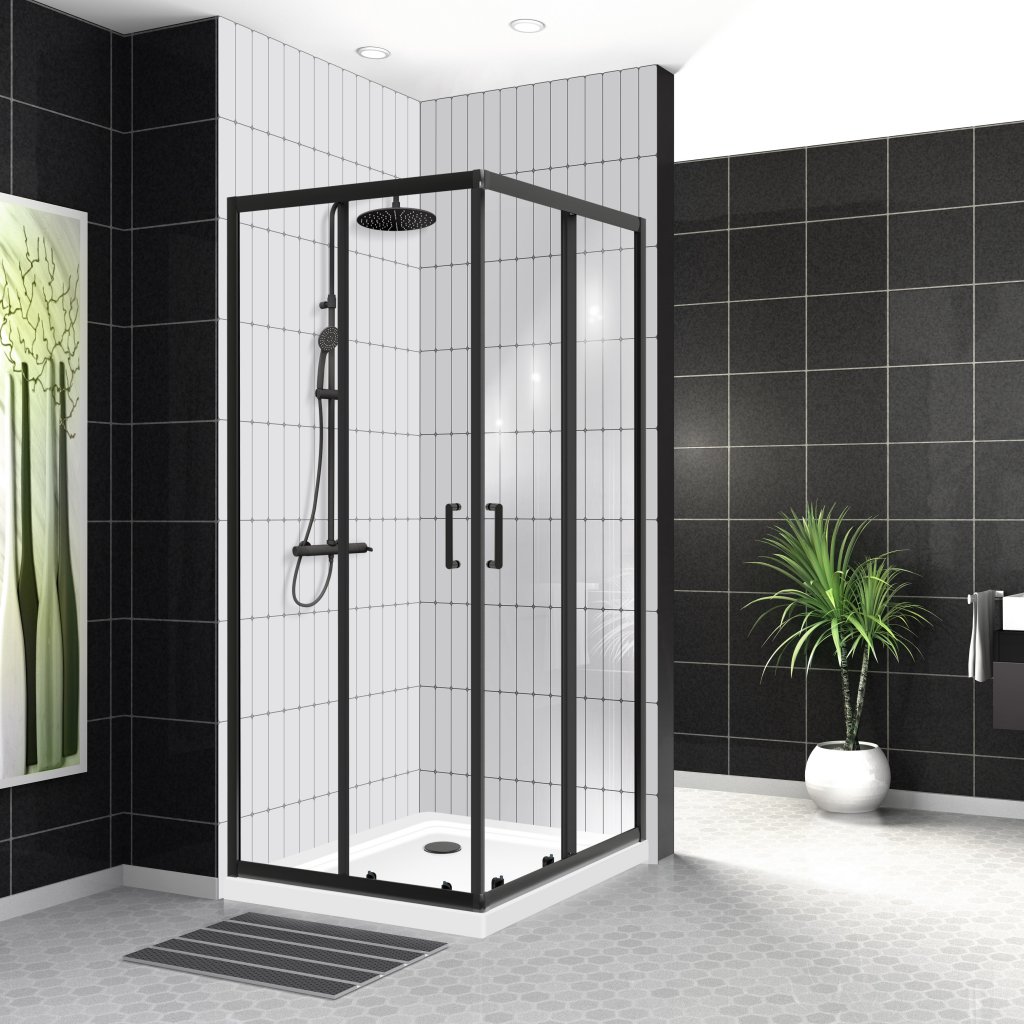 Душевой уголок BelBagno UNO-195-A-2-100-C-NERO 100x100 прозрачный, черный