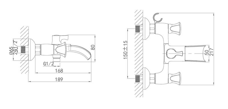 Смеситель для ванны D&K Hessen Grimm DA1383501 с душем