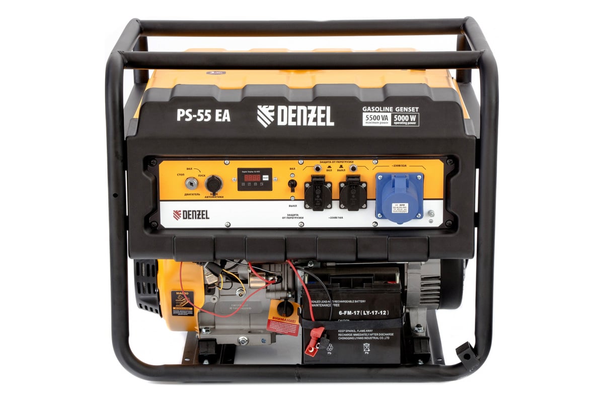 Бензиновый генератор Denzel PS 55 EA, 5,5 кВт, 230В, 25л 946874