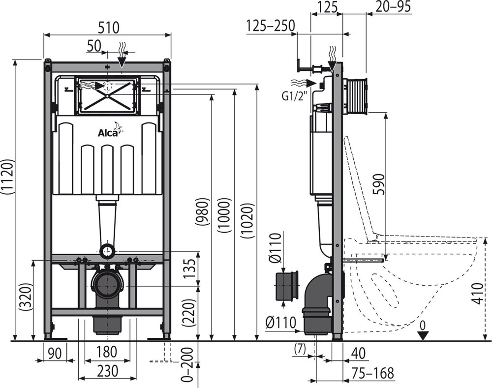 Инсталляция для унитаза AlcaPlast SET AM101/1120-3:1RS M71-001 с кнопкой хром