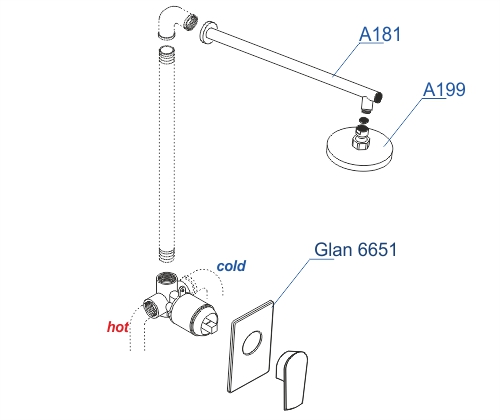 Душевой набор WasserKRAFT Glan A66181 черный глянец