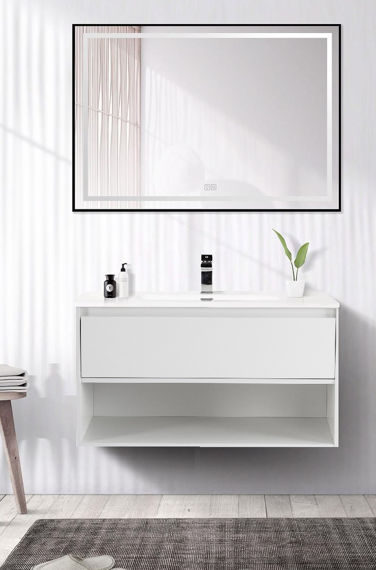 Тумба с раковиной BelBagno Kraft 80 см 1 ящик, полка Bianco Opaco