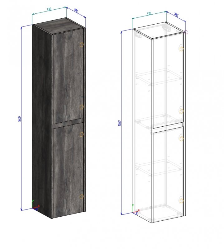 Шкаф пенал BelBagno Kraft 33 см R