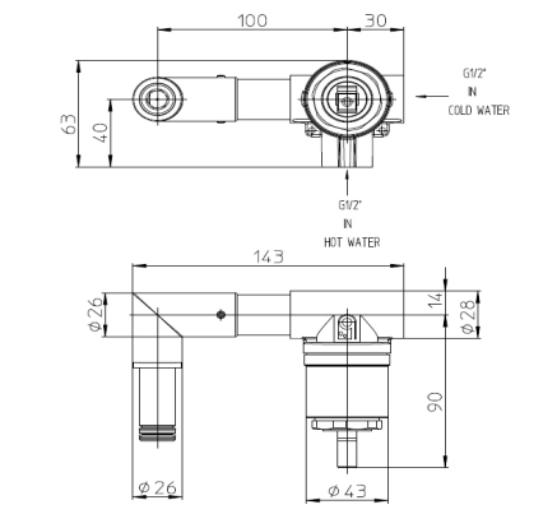 Скрытая часть смесителя Bossini Apice Z00548000, для раковины Z00549