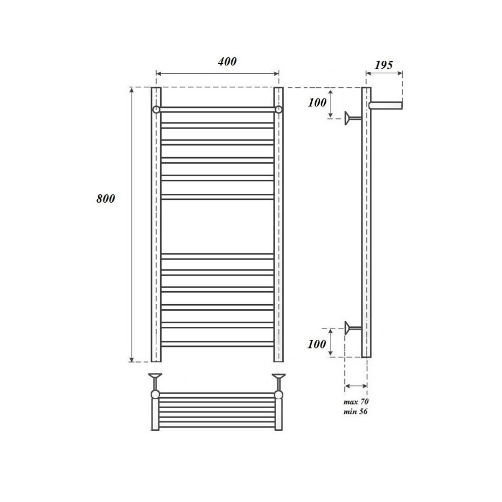 Полотенцесушитель водяной Point PN10148SP П11 40x80, с полкой, хром