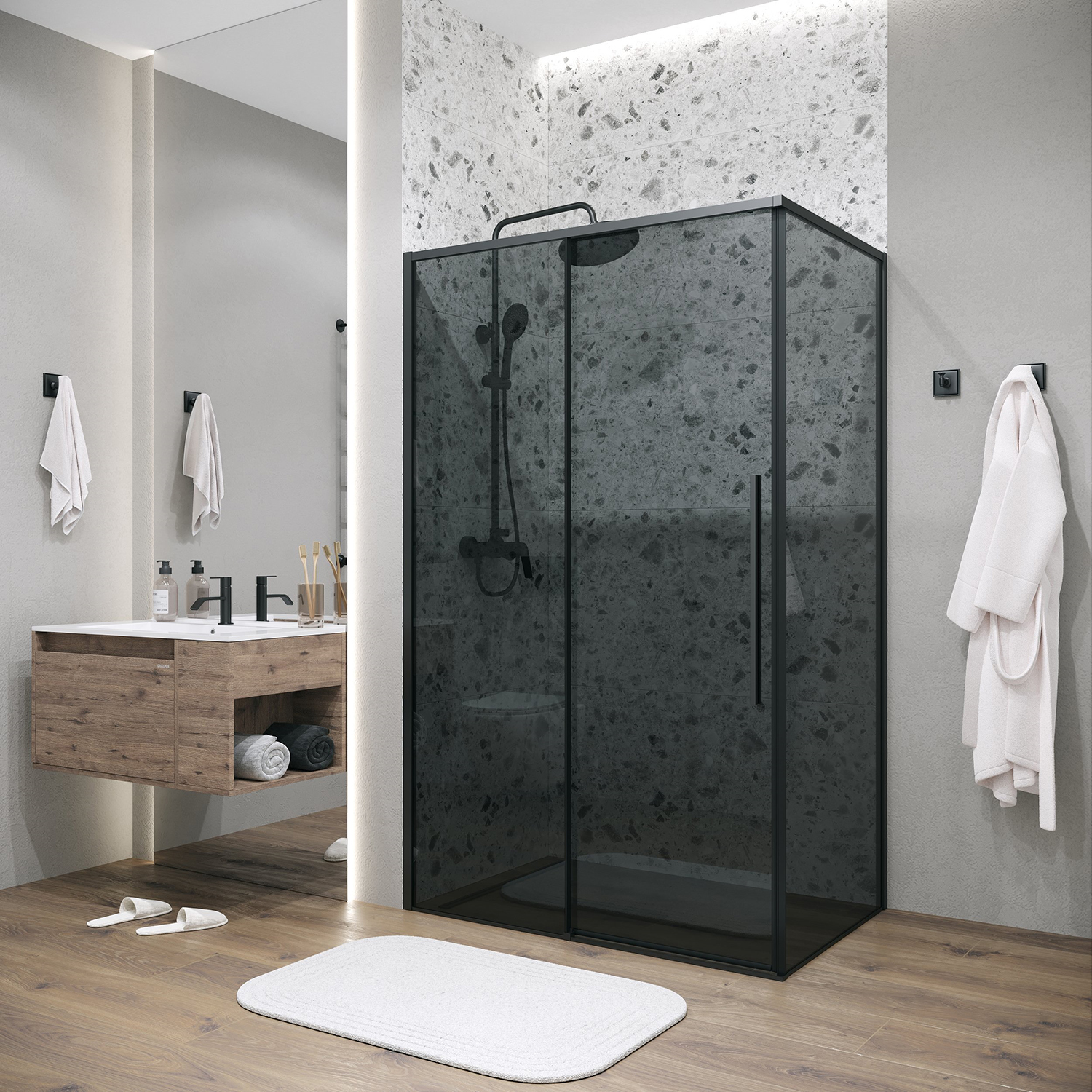 Душевой уголок Grossman Galaxy 120.K33.01.1370.21.10 130x70 тонированный, черный матовый