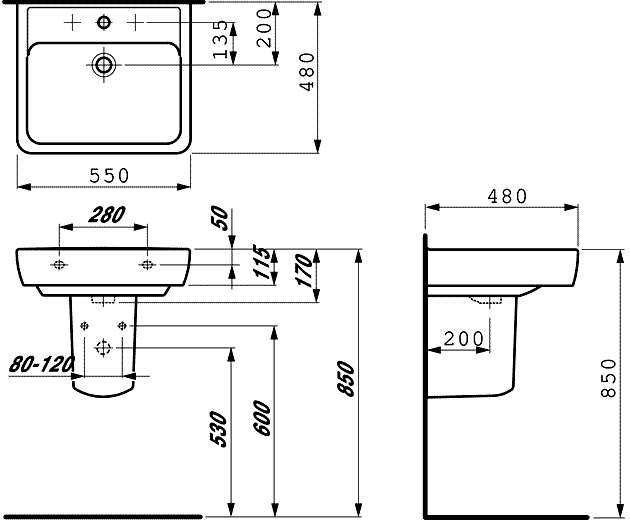 Раковина Laufen Pro 55 8.1895.1.000.104.1